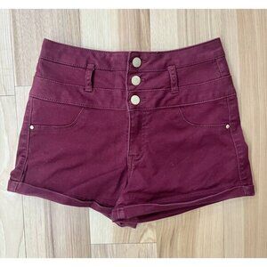 Refuge Stretch High Waisted Shorts Maroon 2